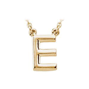 14K Yellow Gold, Kendall Collection, Block Initial E Necklace, 16 Inch